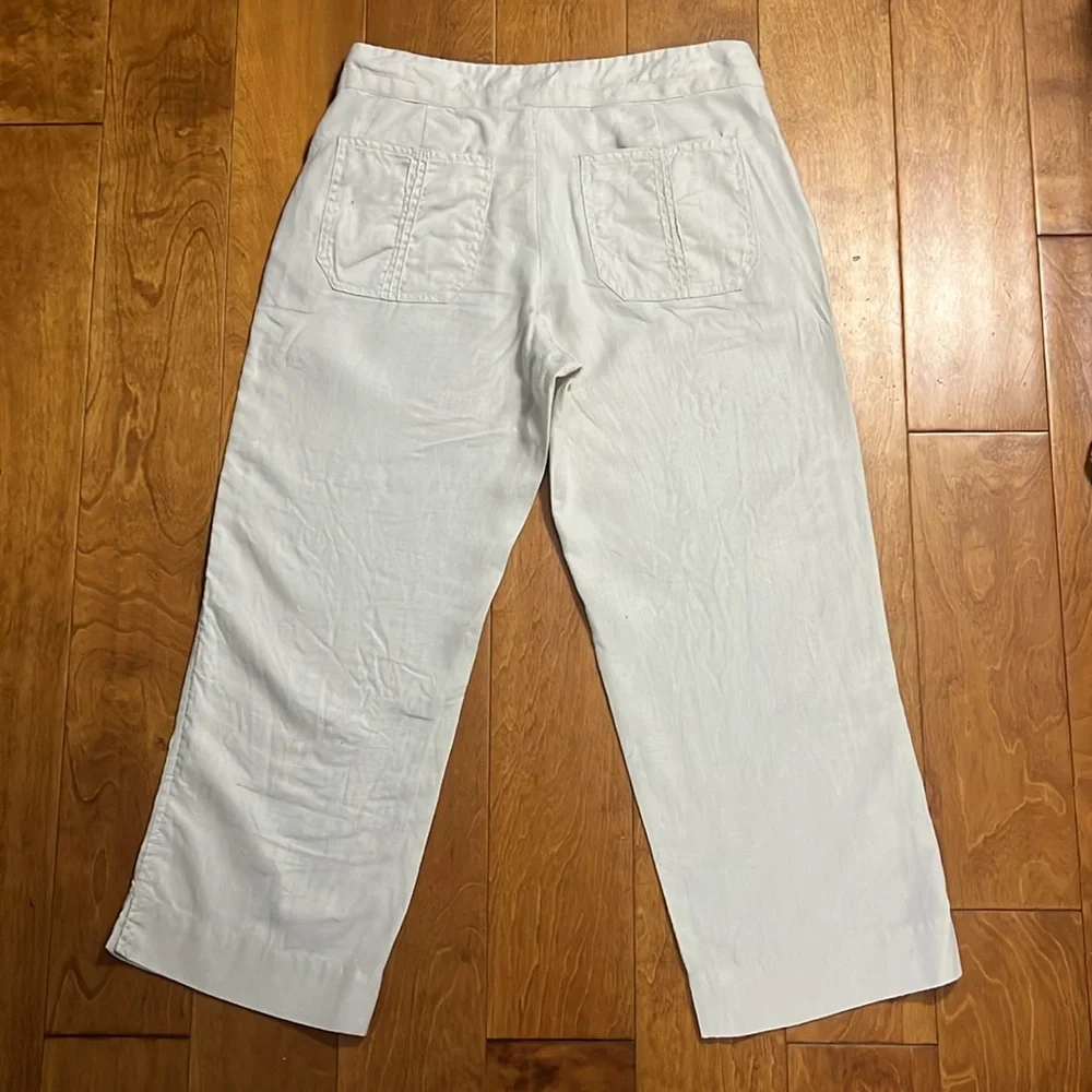 Old Navy Linen Blend Capri Pants Size 6 Cream Cropped Resort Coastal Preppy - Picture 9 of 11